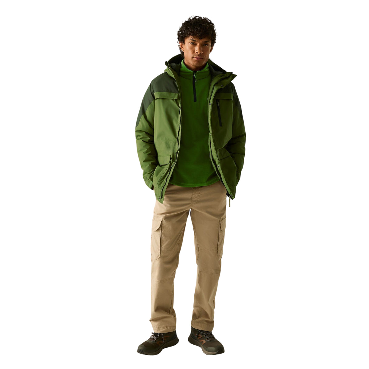 Nephrite Green-Dark Khaki - Pack Shot - Regatta Mens Stanford Two Tone Waterproof Insulated Jacket