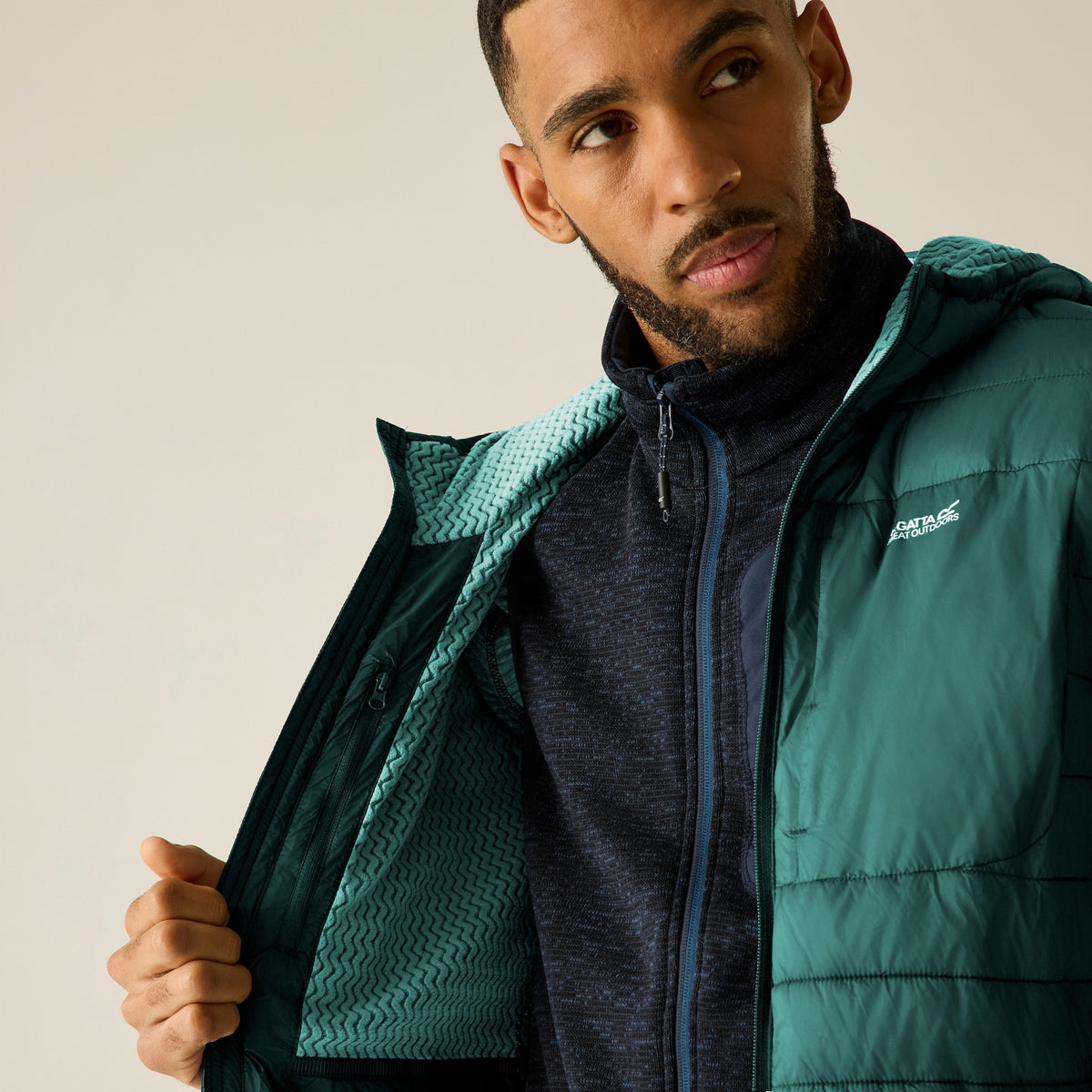 Dark Forest Green-Black - Close up - Regatta Mens Lightweight Padded Jacket