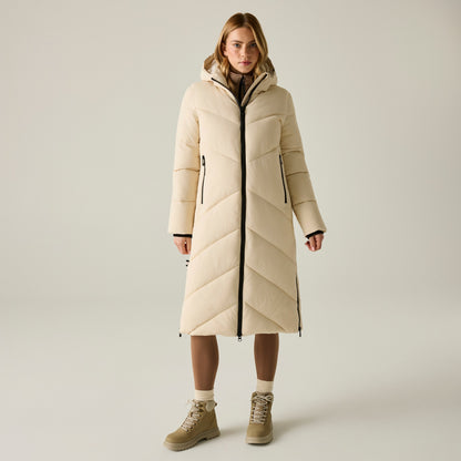 Light Vanilla - Close up - Regatta Womens-Ladies Merida Long Length Padded Jacket