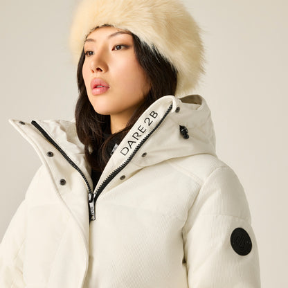 Egret - Close up - Dare 2B Womens-Ladies Allure Cord Ski Jacket