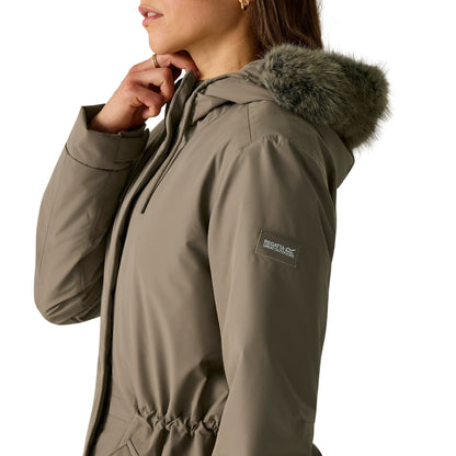Mocha - Close up - Regatta Womens-Ladies Sophia Insulated Waterproof Jacket