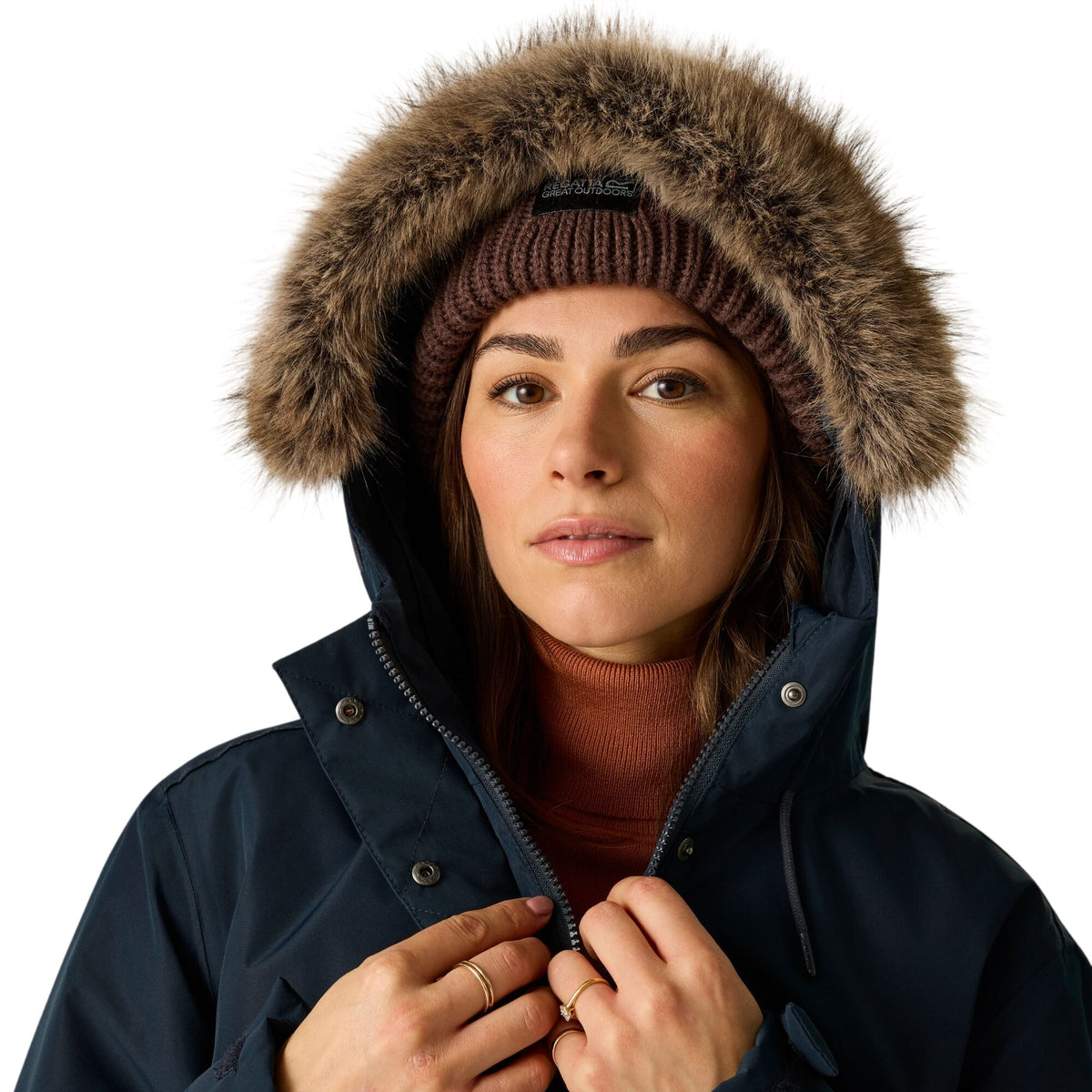 Navy - Pack Shot - Regatta Womens-Ladies Sophia Insulated Waterproof Jacket