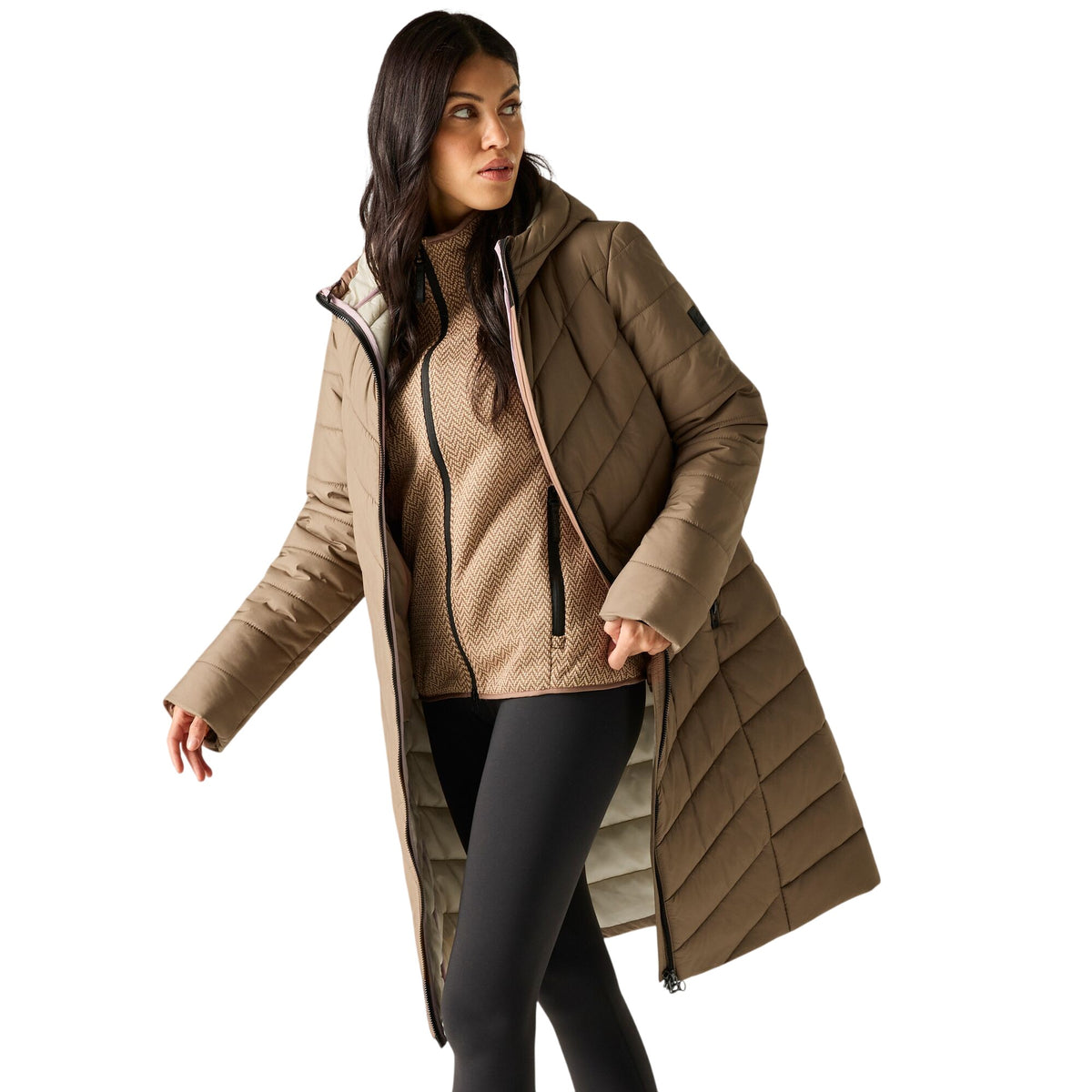 Mocha-Light Vanilla - Pack Shot - Regatta Womens-Ladies Adela Padded Jacket