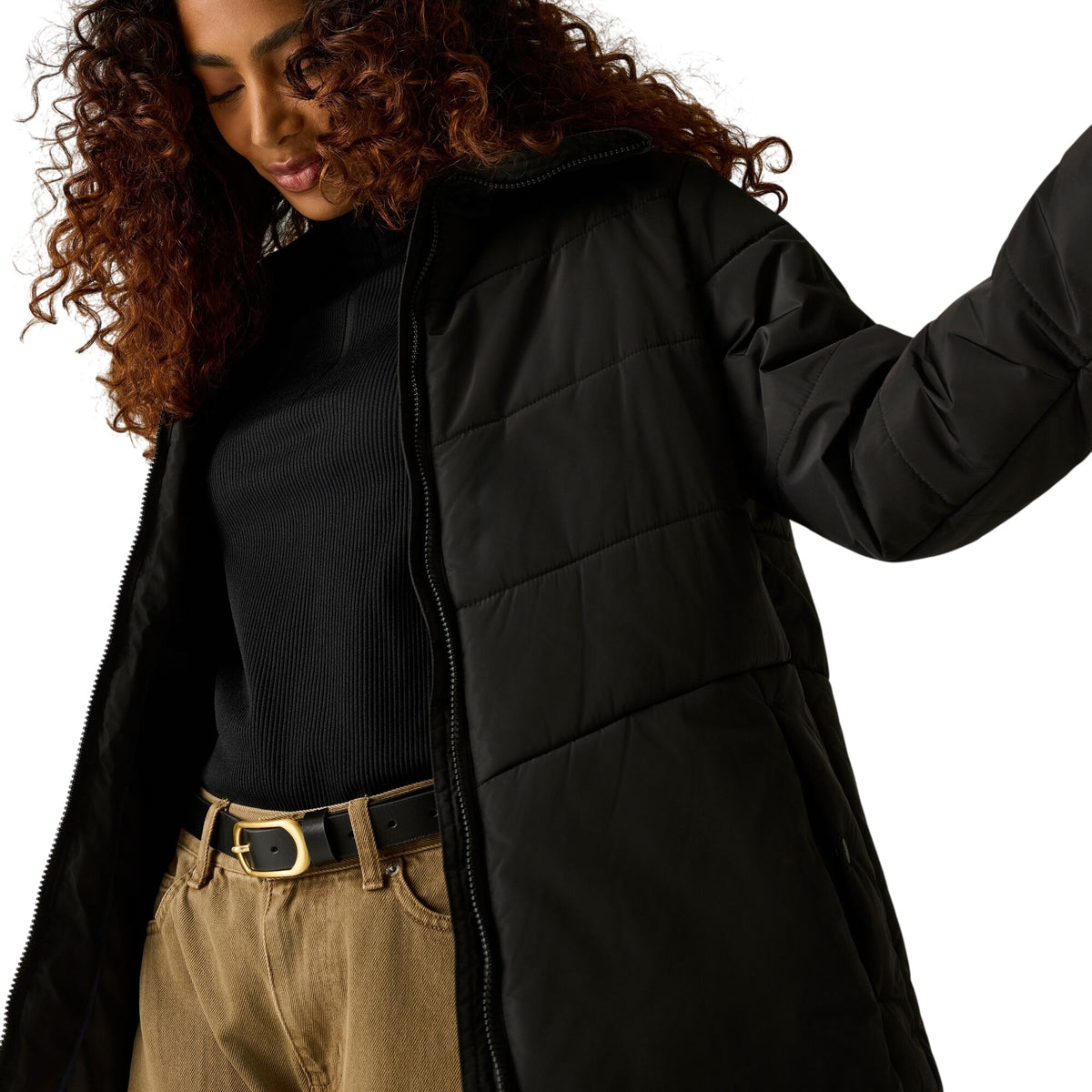 Black - Close up - Regatta Womens-Ladies Amelle Padded Jacket