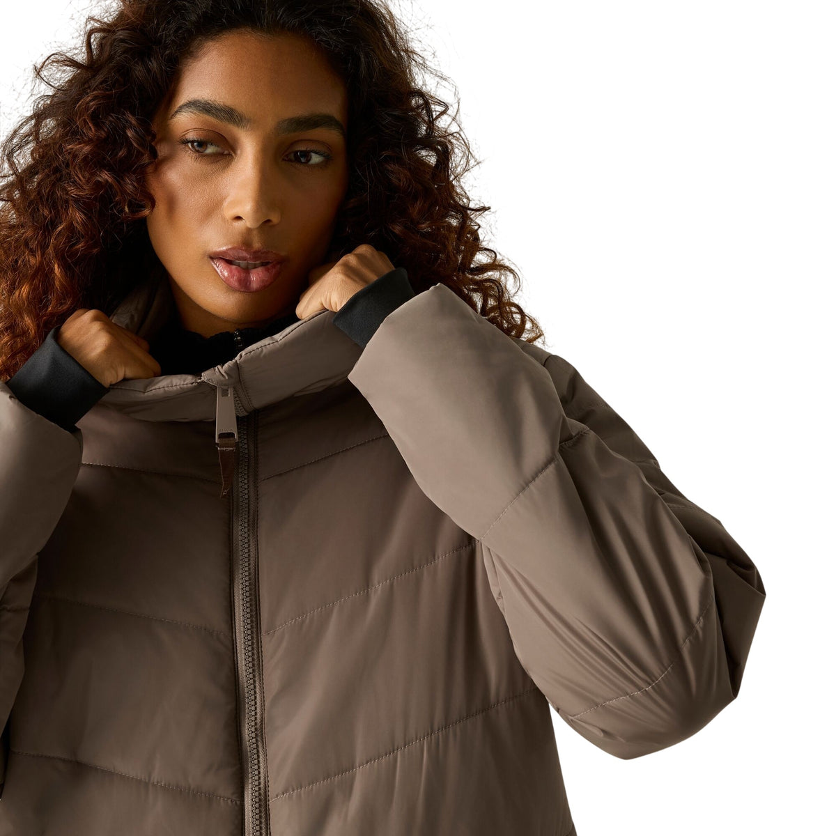 Mocha - Close up - Regatta Womens-Ladies Amelle Padded Jacket