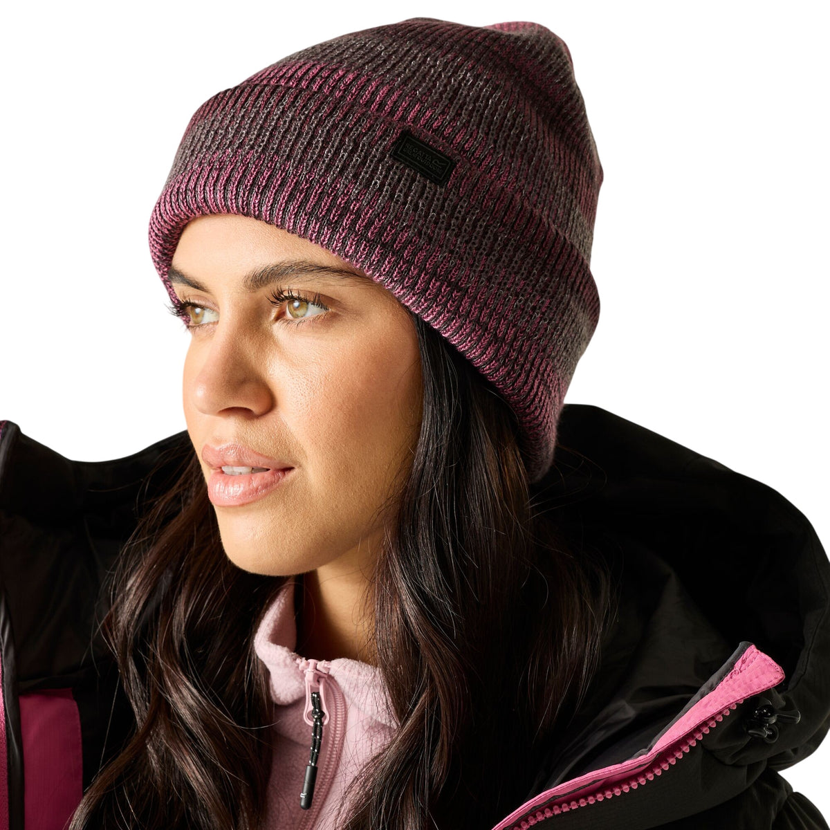 Black-Fig-Violet - Pack Shot - Regatta Reflective Rib Knit Beanie