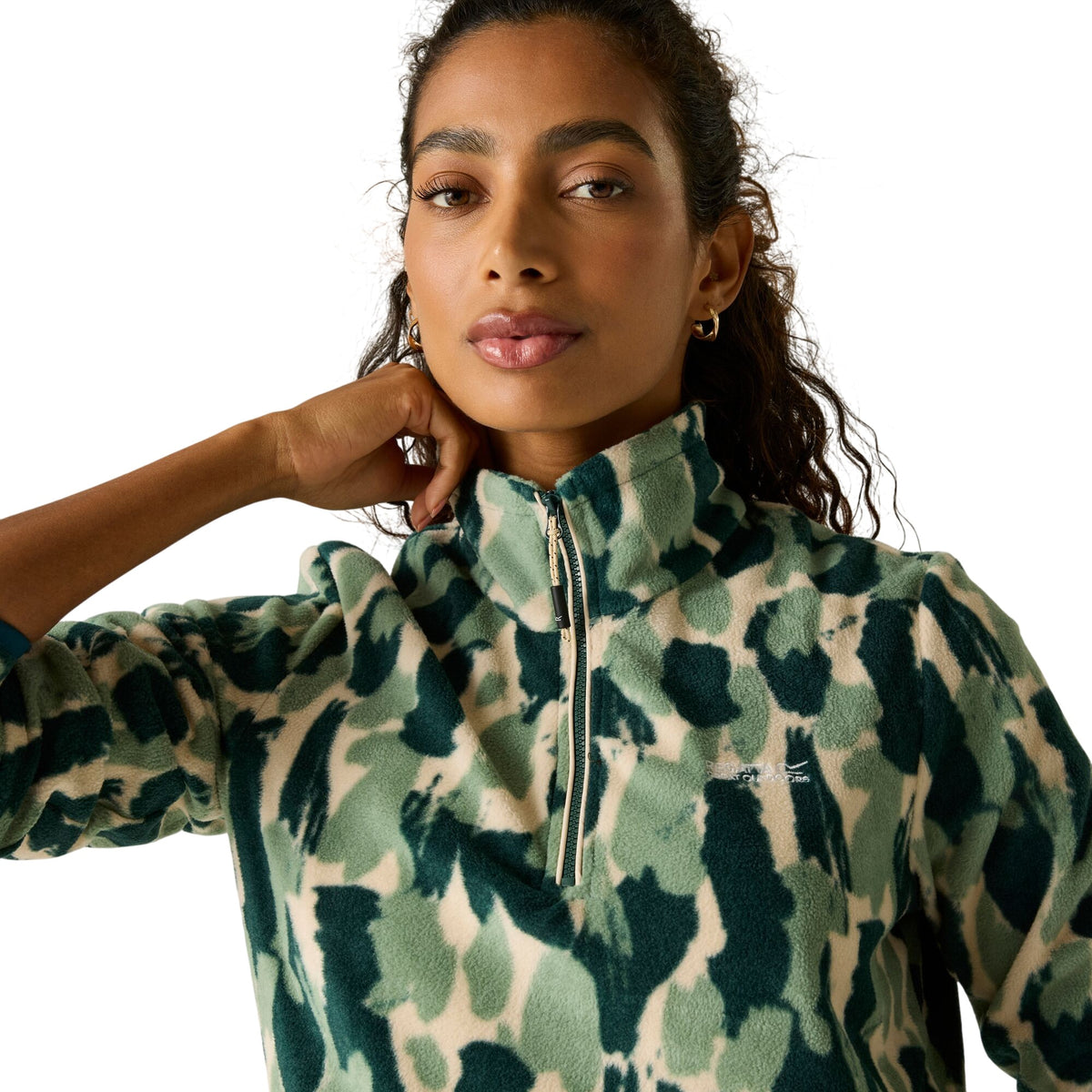 Deep Pine - Pack Shot - Regatta Womens-Ladies Margot Brush Stroke Quarter Zip Fleece Top