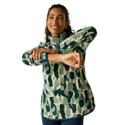 Deep Pine - Close up - Regatta Womens-Ladies Margot Brush Stroke Quarter Zip Fleece Top