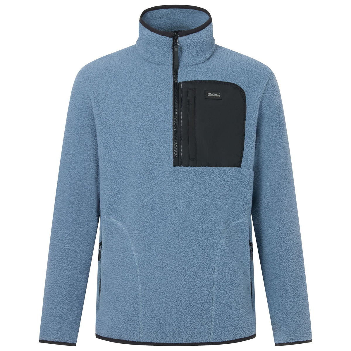 Grey Mirage-Black - Front - Regatta Mens Frankie Borg Quarter Zip Fleece Jacket
