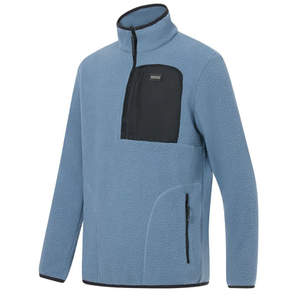 Grey Mirage-Black - Side - Regatta Mens Frankie Borg Quarter Zip Fleece Jacket
