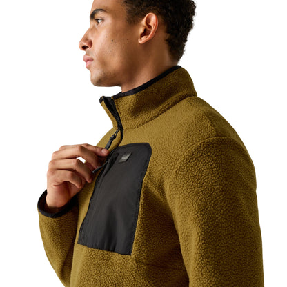 Rich Tan-Black - Lifestyle - Regatta Mens Frankie Borg Quarter Zip Fleece Jacket