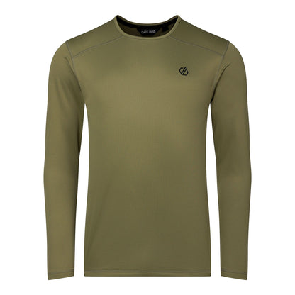 Martini Olive - Front - Dare 2B Mens Ventura Grid Crew Neck Fleece Top