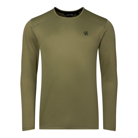 Martini Olive - Front - Dare 2B Mens Ventura Grid Crew Neck Fleece Top