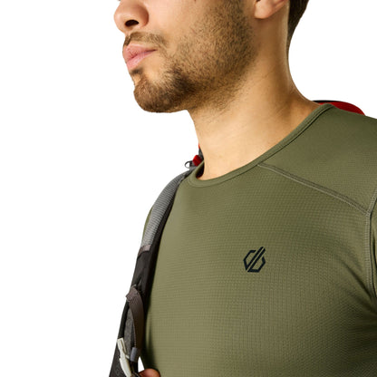 Martini Olive - Pack Shot - Dare 2B Mens Ventura Grid Crew Neck Fleece Top