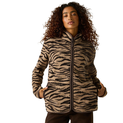 Barleycorn - Close up - Regatta Womens-Ladies Frankie Zebra Print Borg Full Zip Fleece Jacket