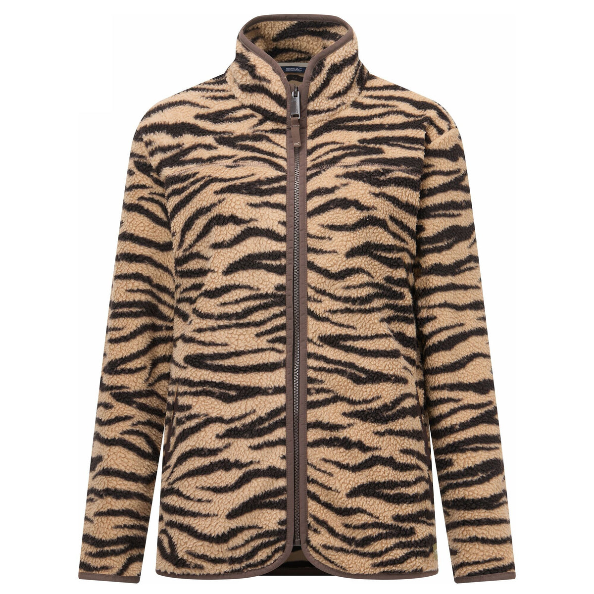 Barleycorn - Front - Regatta Womens-Ladies Frankie Zebra Print Borg Full Zip Fleece Jacket