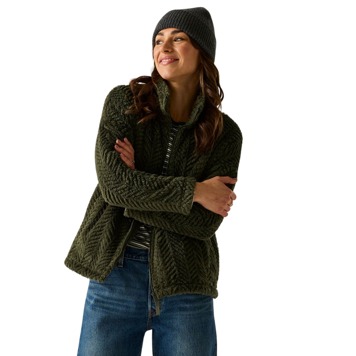 Dark Khaki - Close up - Regatta Womens-Ladies Ayana Full Zip Fleece Jacket