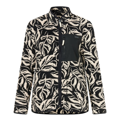 Black-White - Front - Regatta Womens-Ladies Frankie Leaf Print Full Zip Fleece Jacket