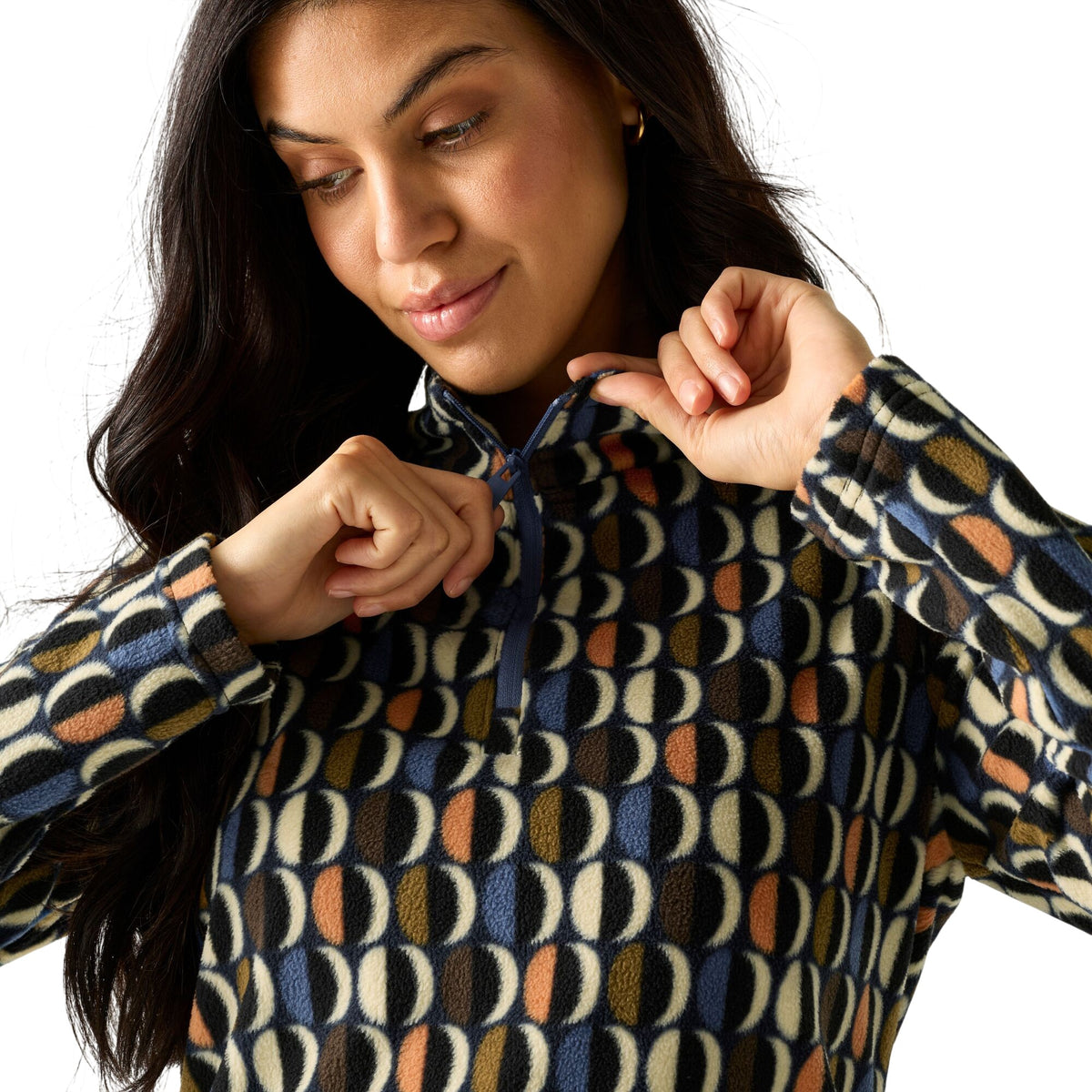 Navy-Multicoloured - Lifestyle - Regatta Womens-Ladies Orla Kiely Oval Half Zip Fleece Top