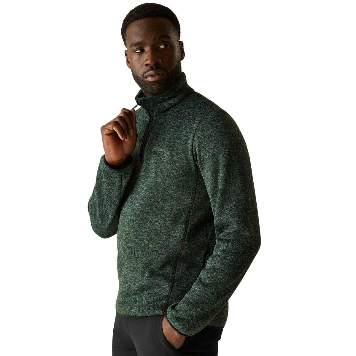 Dark Forest Green - Close up - Regatta Mens Newhill Half Zip Fleece Top