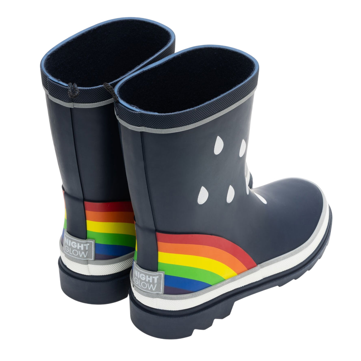 Navy - Back - Regatta Childrens-Kids Mudplay III Rainbow Wellington Boots