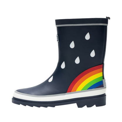 Navy - Side - Regatta Childrens-Kids Mudplay III Rainbow Wellington Boots