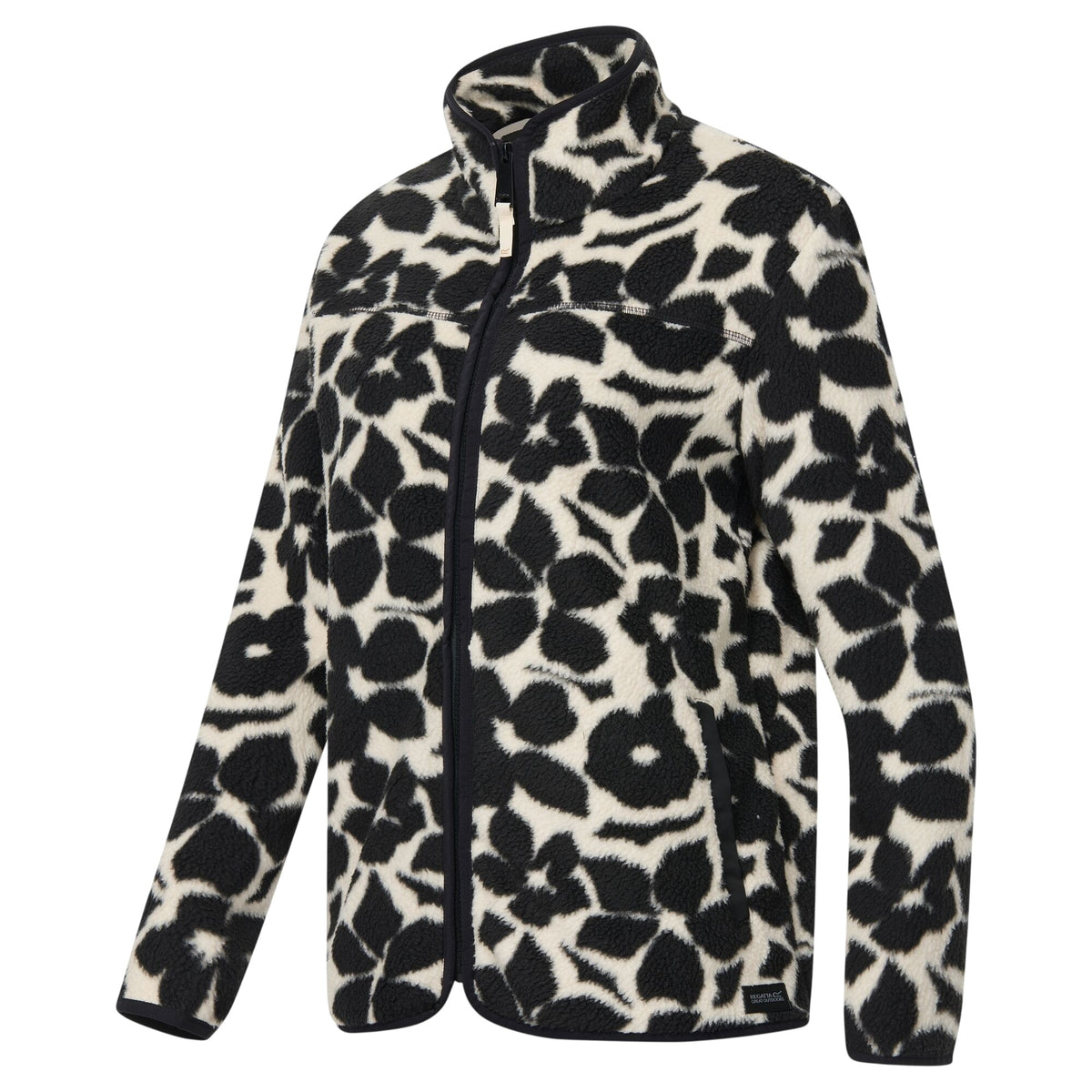 Monochrome-Shadow - Side - Regatta Womens-Ladies Frankie Floral Borg Full Zip Fleece Jacket