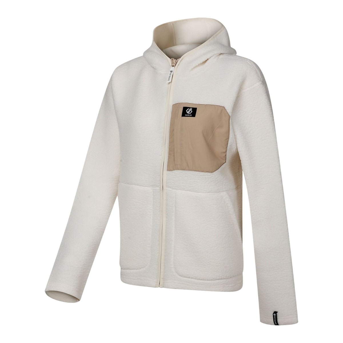 Egret - Side - Dare 2B Womens-Ladies Firn Borg Hooded Fleece