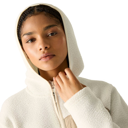 Egret - Close up - Dare 2B Womens-Ladies Firn Borg Hooded Fleece