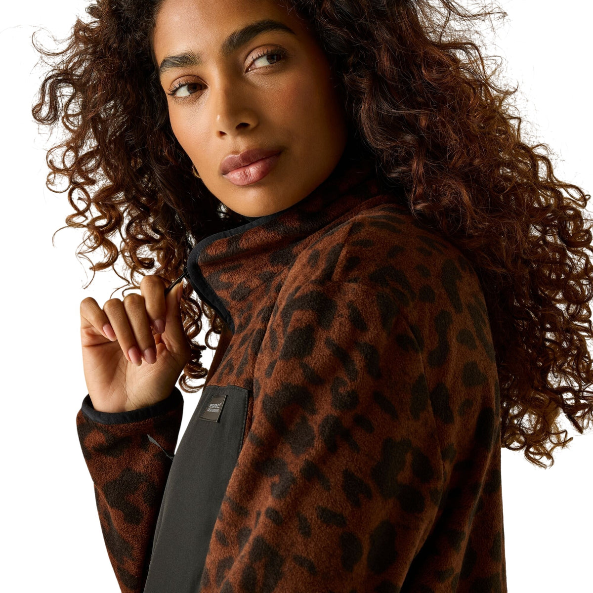 Dark - Pack Shot - Regatta Womens-Ladies Frankie Leopard Full Zip Fleece Jacket