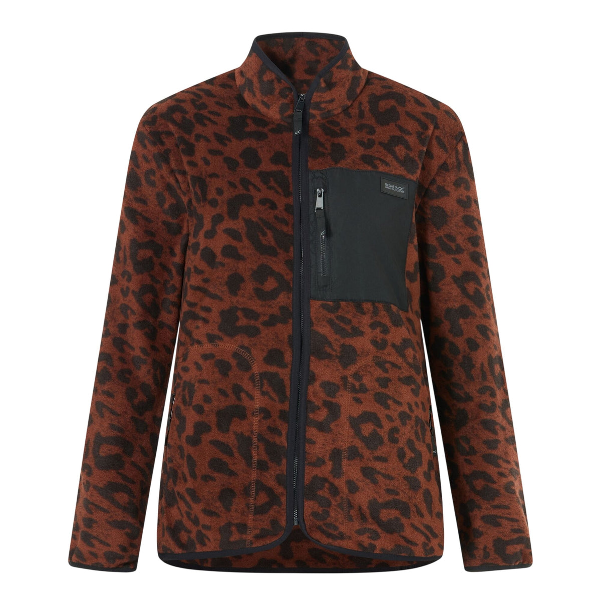 Dark - Front - Regatta Womens-Ladies Frankie Leopard Full Zip Fleece Jacket