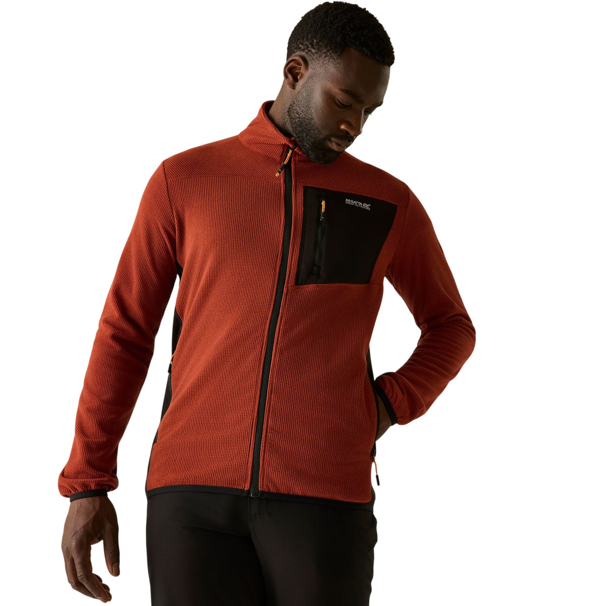 Burnt Henna-Black - Close up - Regatta Mens Eadle Logo Full Zip Fleece