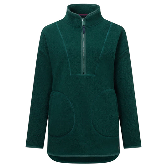 Deep Pine - Front - Regatta Womens-Ladies Frankie Borg Half Zip Longline Fleece Top