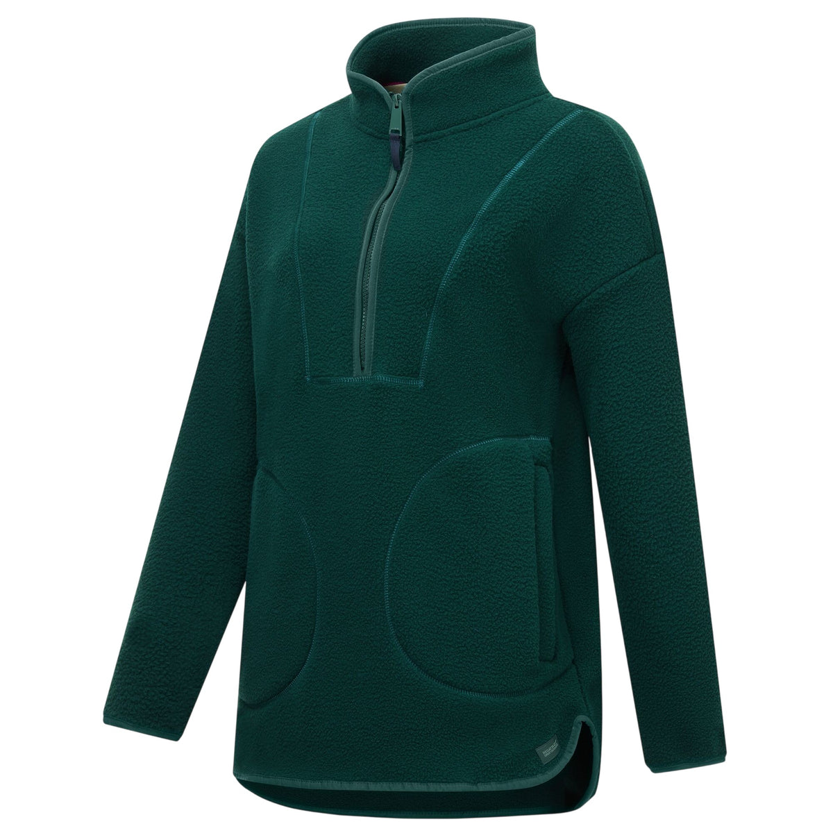 Deep Pine - Side - Regatta Womens-Ladies Frankie Borg Half Zip Longline Fleece Top