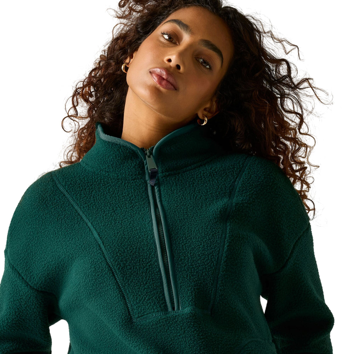 Deep Pine - Lifestyle - Regatta Womens-Ladies Frankie Borg Half Zip Longline Fleece Top