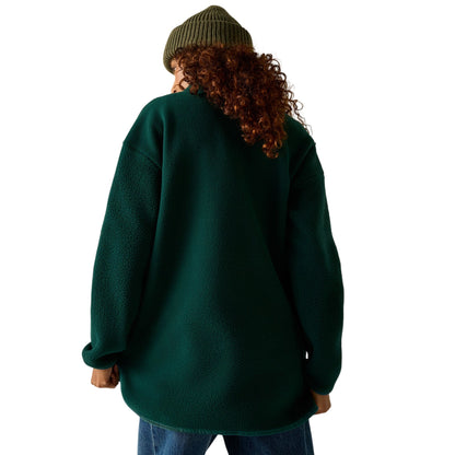 Deep Pine - Close up - Regatta Womens-Ladies Frankie Borg Half Zip Longline Fleece Top