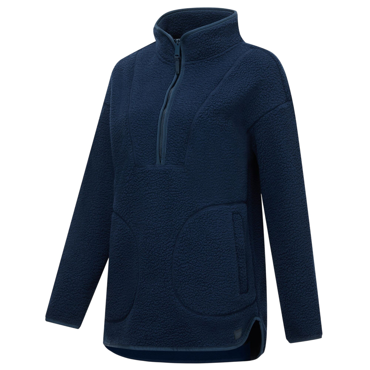 Navy - Side - Regatta Womens-Ladies Frankie Borg Half Zip Longline Fleece Top
