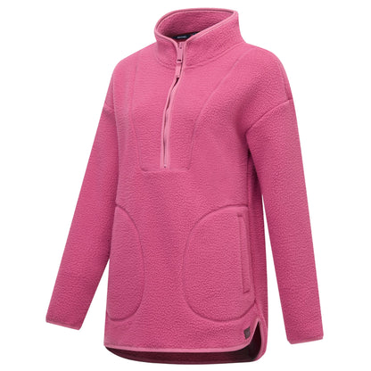 Violet - Side - Regatta Womens-Ladies Frankie Borg Half Zip Longline Fleece Top