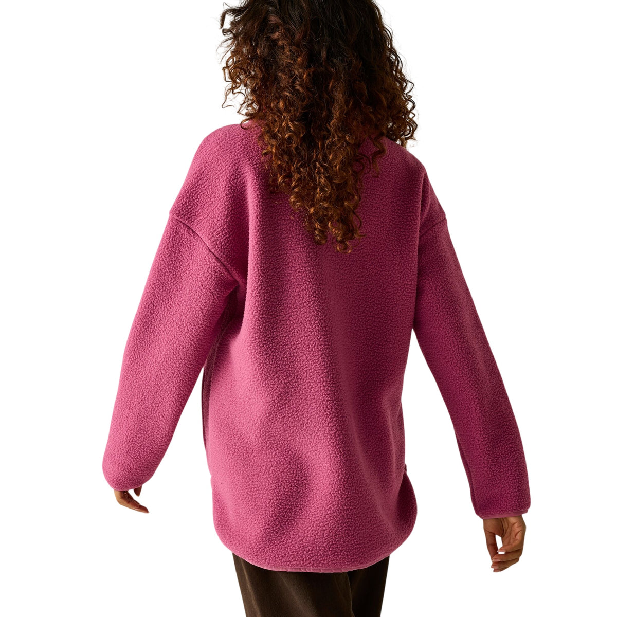 Violet - Close up - Regatta Womens-Ladies Frankie Borg Half Zip Longline Fleece Top
