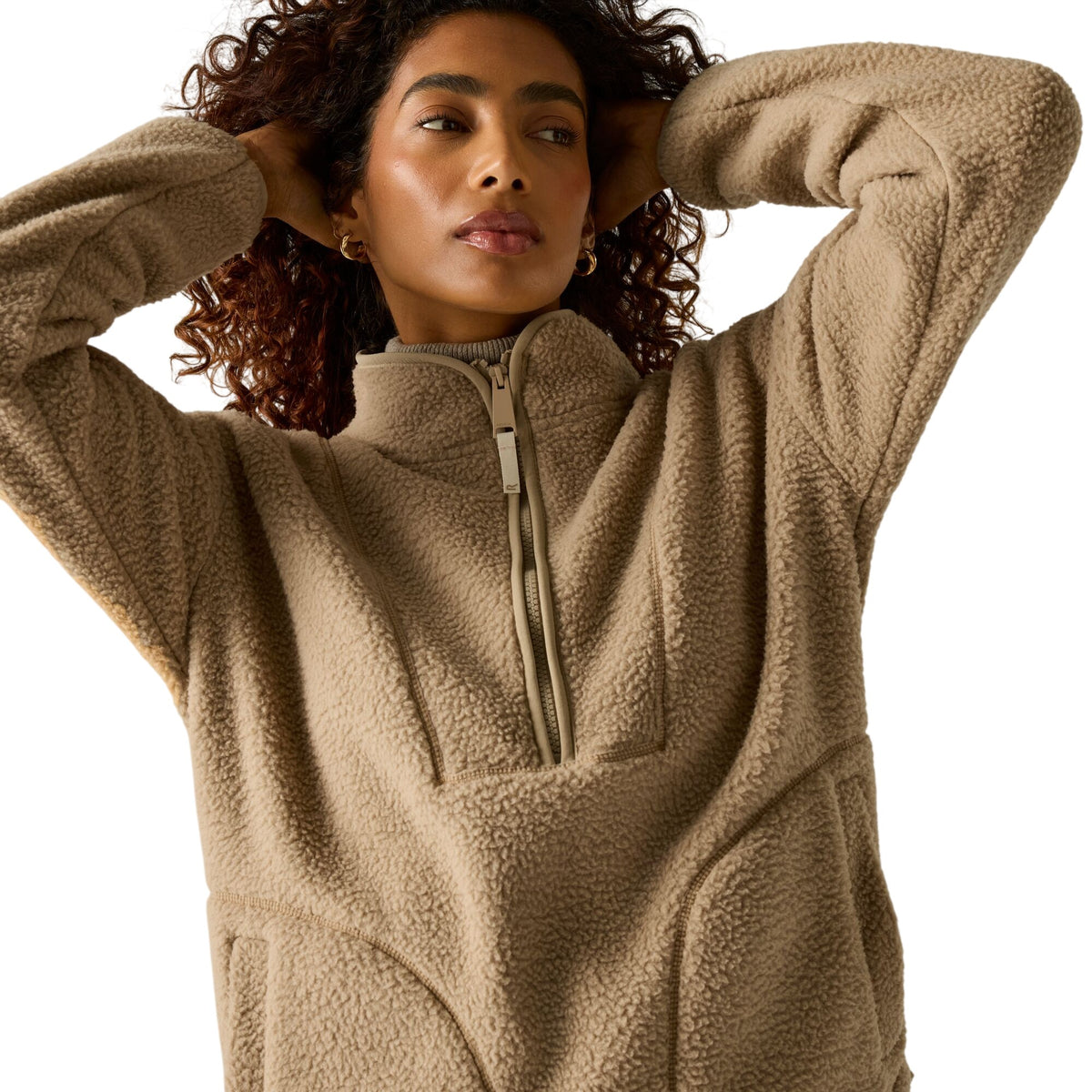 Barleycorn - Pack Shot - Regatta Womens-Ladies Frankie Borg Half Zip Longline Fleece Top