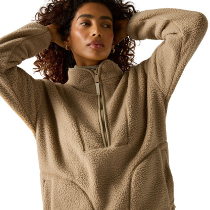 Barleycorn - Pack Shot - Regatta Womens-Ladies Frankie Borg Half Zip Longline Fleece Top
