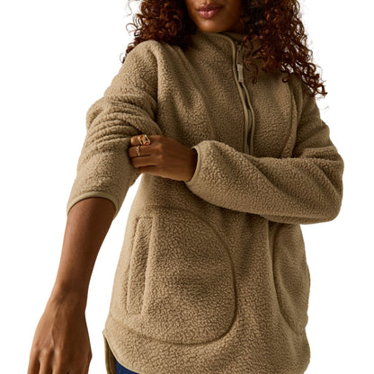 Barleycorn - Close up - Regatta Womens-Ladies Frankie Borg Half Zip Longline Fleece Top
