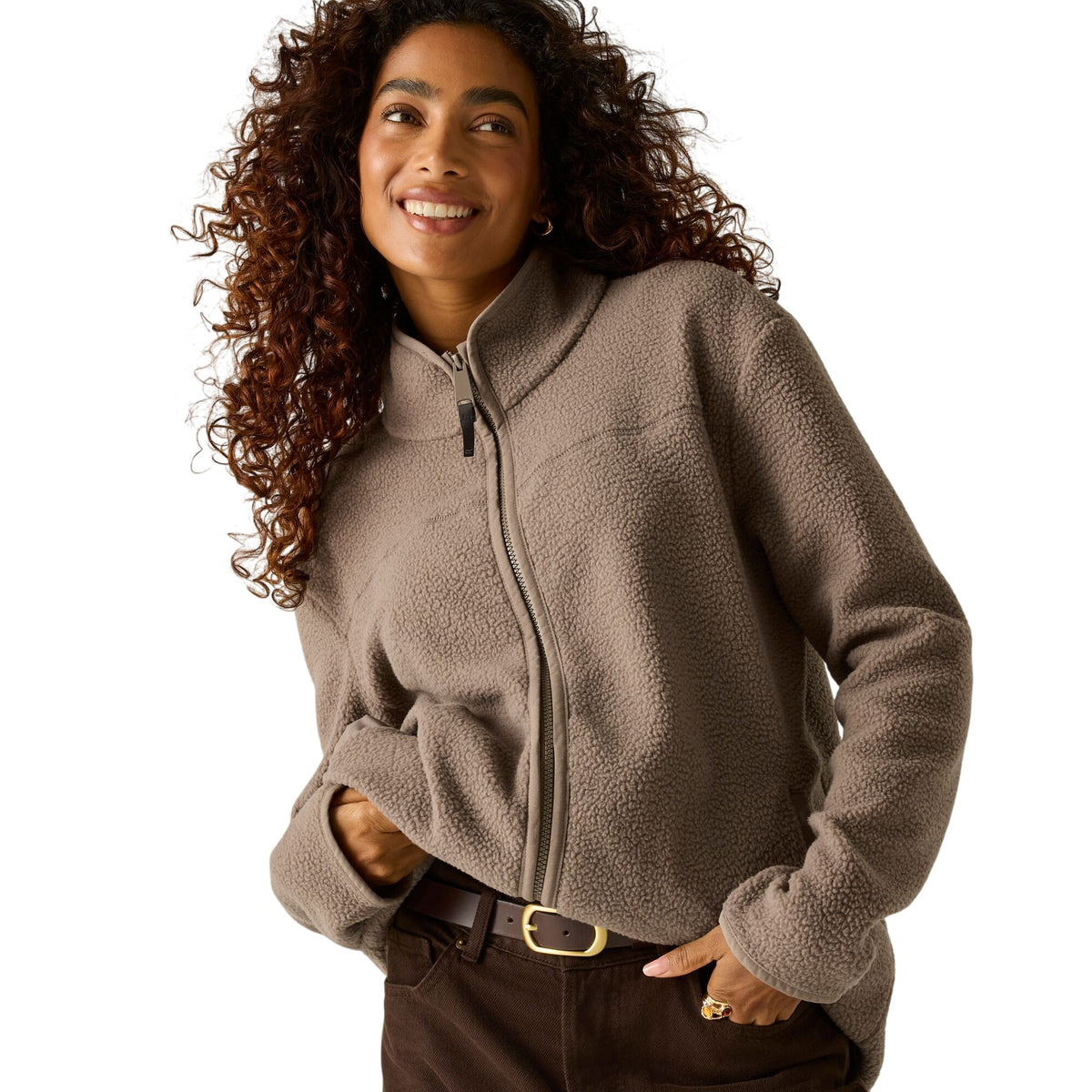 Mocha - Pack Shot - Regatta Womens-Ladies Frankie Borg Full Zip Fleece Jacket