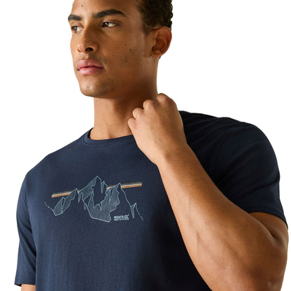 Navy - Pack Shot - Regatta Mens Cline IX Mountain T-Shirt