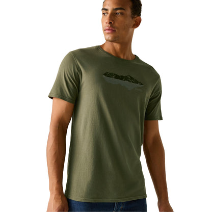 Dark Khaki - Front - Regatta Mens Cline IX Mountain Reflection T-Shirt