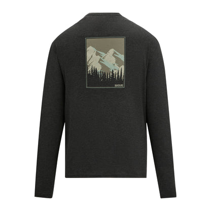 Black - Back - Regatta Mens Maylow Retro Poster Back Print Long-Sleeved T-Shirt