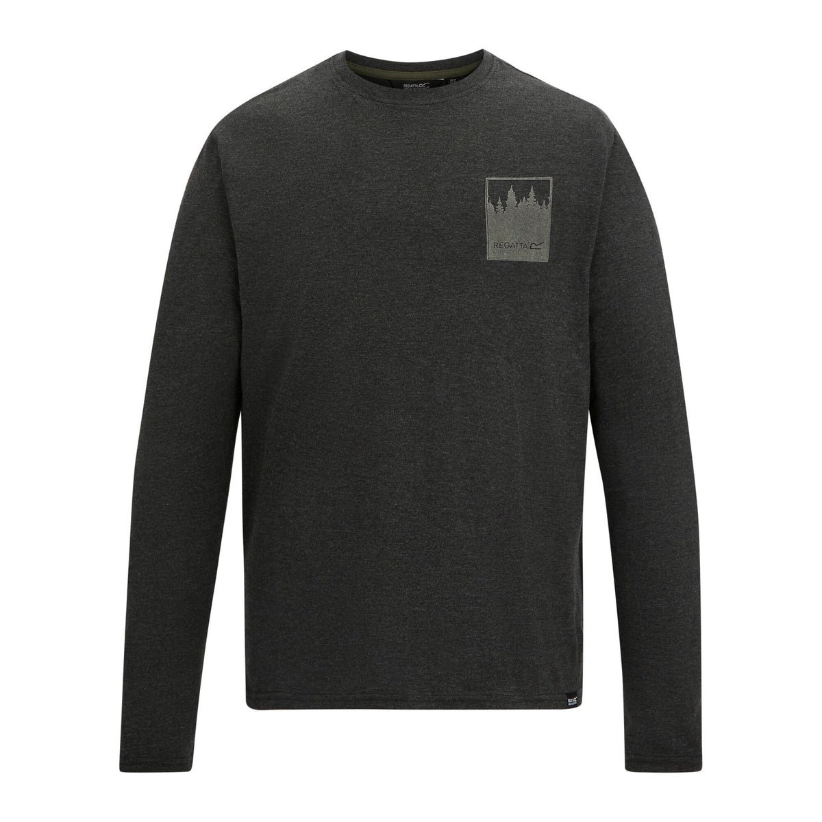Black - Front - Regatta Mens Maylow Retro Poster Back Print Long-Sleeved T-Shirt