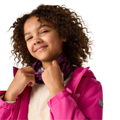 Violet Fig - Close up - Regatta Childrens-Kids Multitube II Floral Snood