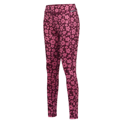 Fig Violet - Side - Regatta Childrens-Kids Barlia Floral All-Over Print Leggings