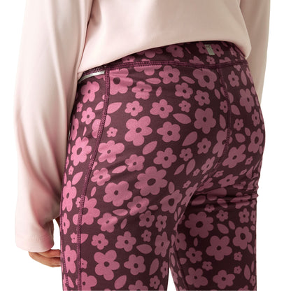 Fig Violet - Close up - Regatta Childrens-Kids Barlia Floral All-Over Print Leggings